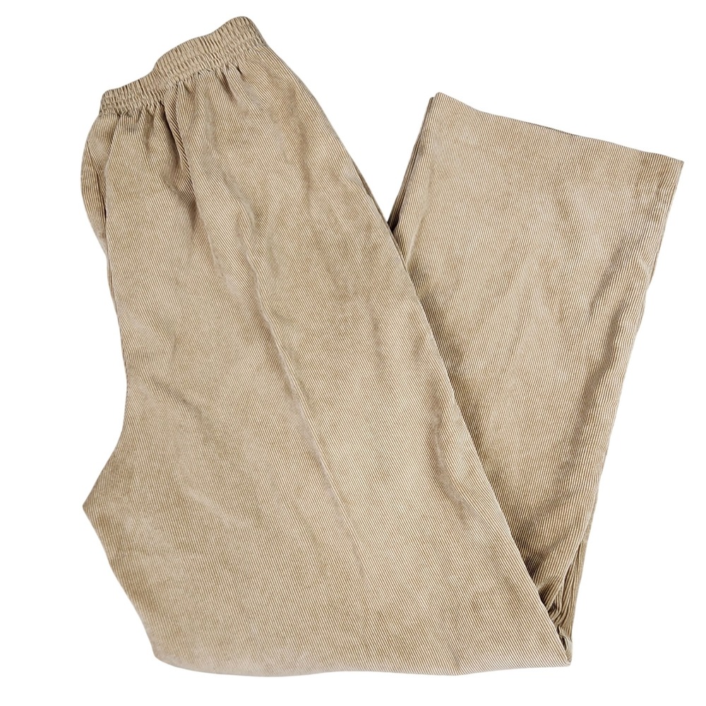 Alfred Dunner Corduroy Pants Women 12 Tan Elastic Waist Straight Leg